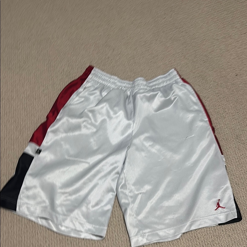 Jordan Men's White and Red Athletic Shorts